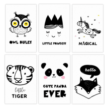 Set of 6 Woodland Animal Posters for Baby Girl Nursery Decor Posters 11&quot;... - £13.23 GBP