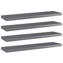 Bookshelf Boards 4 pcs High Gloss Gray 15.7&quot;x3.9&quot;x0.6&quot; Engineered Wood - $56.49