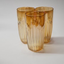 Carnival Glass Peach Luster 12oz 6&quot; Tumbler Highball Set Of 3 - Unknown ... - $27.51