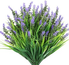 N&amp;T Nietin 10 Bundles Artificial Plants Outdoor, Fake Monkey Grass With, Purple - $29.99