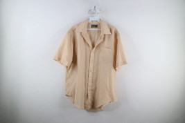 Vtg 60s 70s Streetwear Mens 16.5 Metallic Knit Disco Dance Button Shirt Beige - £39.52 GBP