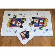 Disney Mickey Mouse Towel &amp; Wash Cloth by Franco Brazil 100% Cotton Vint... - £18.45 GBP