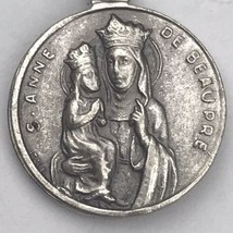 Catholic Saint Anne Medal Pray For Us Charm Vintage Christian Baby Jesus - $9.95