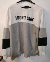 Shein Curve Women&#39;s Don&#39;t Care Pullover White Grey Sweatshirt Size 4X - £9.26 GBP