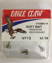 Eagle Claw 374SBA-14Treble Soft W Spring Hook-Use W Dough 1ea 3ct-SHIP N... - $15.72