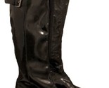 Via Spiga BAMBU Black Patent Leather Knee High Kitten Wedge Heel Boots S... - $30.20