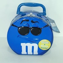 M&amp;M Blue Candy Metal Carry Character Tin Lunch Box 6.25&quot;x5.75&quot;x3&quot; With Tags - £17.60 GBP