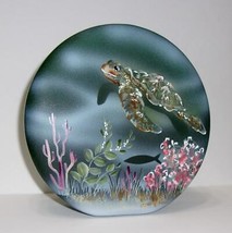 Fenton Glass Green Sea Turtle Ocean Seascape Paperweight Ltd Ed Spindler... - £193.46 GBP