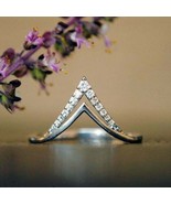 0.65CT Diamond V Shape Engagement Wedding Lab Created 14K White Gold Over - £68.00 GBP