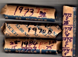 Jefferson Nickels  4 rolls of assorted dates &amp; mint marks (1972 - 1984) - $11.00