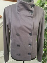 Calvin Klein Women Gray Cotton &amp; Nylon Long Sleeve Collared Casual Jacket Size M - £26.31 GBP