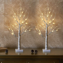 Set Of 2- Eambrite 2FT 24LT Warm White Led Birch Tree Light With Timer - £29.49 GBP