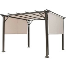 Modern 10 x 10 Ft Heavy Duty Metal Frame Pergola Gazebo with Beige Canopy - $11,530.99 MXN