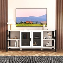80 Inch TV Stand: Industrial Farmhouse Wood Metal Bookshelf Console - $330.99