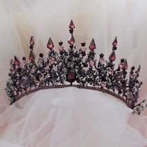 Vintage Baroque Headbands Crystal Tiaras Gothic Witch Black Crown Bride Noiva He - £21.18 GBP