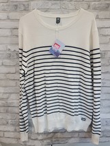 NWT Helly Hansen Off White Skagen Crewneck Sweater 2XL Sweater Blue Stripes - $72.54 CAD