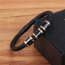 XQNI Casual/Sporty Style Genuine Leather Bracelet Black Alloy Buckle Stainless S - $13.13