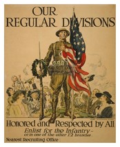 WW1 War Time Infantry &quot;Honored Respected By All&quot; Recruiting Poster 8X10 Photo - £6.67 GBP