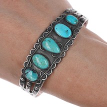 7.25&quot; 30&#39;s-40&#39;s Navajo silver and turquoise cuff bracelet - £324.07 GBP