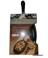 Crofton Cast Iron Fajita Sizzler Skillet Set w/ Wood Trivet &amp; Hot Pad - $48.64 CAD