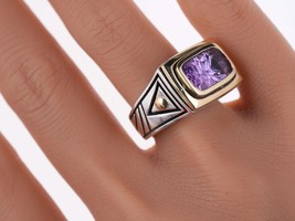 sz6.5 John Atencio 18k/Sterling and Amethyst Golden Gate Horizontal ring - £684.31 GBP