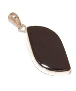 Metallic Gray Hematite Polished Gemstone 925 Silver Overlay Handmade Pen... - $17.71 CAD
