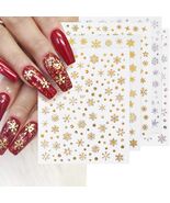 12 Sheets 3D Snowflake Nail Art Stickers Holographic Laser Gold Xmas - €3,21 EUR