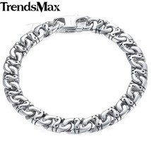 Trendsmax Biker Mens Bracelet for Women Silver Color Marina Link Chain 316L Stai - £19.56 GBP