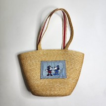 Disney Store Mickey &amp; Minnie Straw Large Tote Bag Beach Bag New - £23.84 GBP