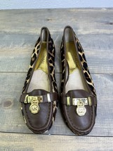 Michael Kors Calf Hair Leopard Print Leather Loafers Size 6M EUC 6 - £23.35 GBP