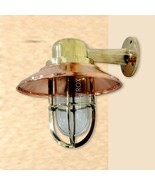 Nautical Bulkhead Marine Light Brass Vintage Style With Copper Shade Ant... - £103.14 GBP