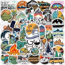 10/50pcs Forest Hi Camping Stickers Outdoor Travel Beautiful Scenery Decal Stick - £36.23 GBP