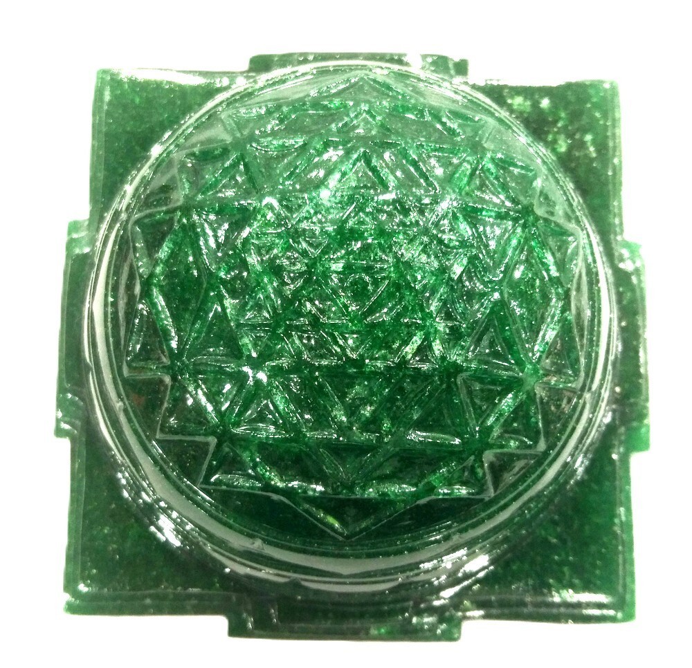 Shree Yantra / Kurma Prishtha Shri Yantra In Natural Green Jade - 475 gms - $193.05