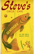  Steve&#39;s Circle Cafe Menu On Highway 81 at the Circle Waco Texas 1950&#39;s - £76.31 GBP