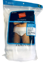 7 Hanes Ultimate Tagless Briefs White Cotton Mens XL 40-42 OPEN Package Full Cut - £22.29 GBP