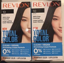 Revlon Total Color Clean Vegan Cream Formula Hair Color Vegan 10 BLACK L... - $28.03