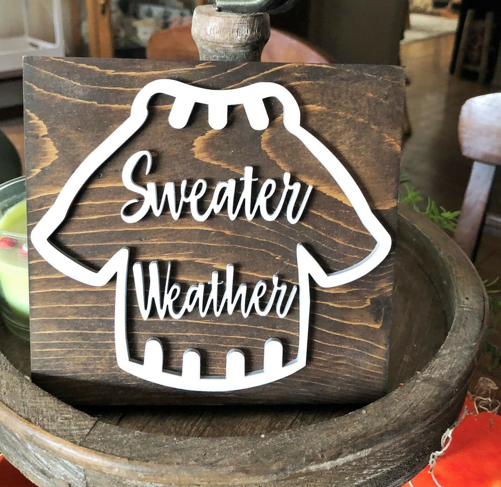 Sweater Weather Tiered Tray, Wall or Shelf Accent 5 1/2" x 5 1/2" - £11.35 GBP