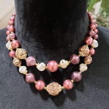 Women Fashion Double Strand Chunky Freshwater Pearl Beads Enamel Choker Necklace - £22.15 GBP