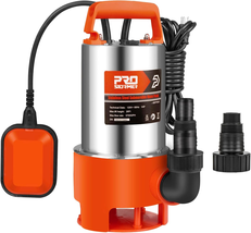 Stainless Steel Sump Pump, Prostormer 1HP 3700GPH Submersible Clean/Dirty Water - £116.24 GBP