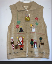 Bechamel Christmas Button Down Sweater Vest Size Large - $24.02