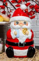 Ebros Whimsical North Pole Santa Claus W/ Milk &amp; Cookie Ceramic Jar W/ L... - $30.99