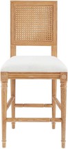 Counter Stool Bungalow 5 Annette Natural Linen Cerused Oak Frame Cane Seat Back - £982.40 GBP