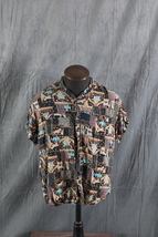 Vintage Button Down Shirt - Twin Alpha Tribal Graphics - Men's Large - $49.00