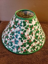 Christmas Paper Clip-On Full Size Lampshade Holly and Berries - $14.85