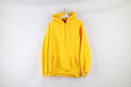 Vintage 90s Streetwear Mens Size Small Blank Hoodie Sweatshirt Banana Yellow - £35.57 GBP