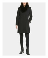 DKNY Womens Faux Fur Zippered Button Down Wool Blend Jacket Coat, BLACK,... - £126.59 GBP