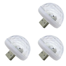 3 Mini USB Party Disco Ball Light Sound Activated LED Car Atmosphere Sta... - $12.90