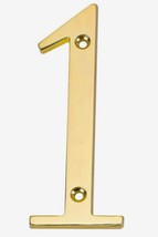 Gatehouse 4&quot; Zinc Alloy House Number, #1, Polished Brass, Includes 2 Screws - $5.95