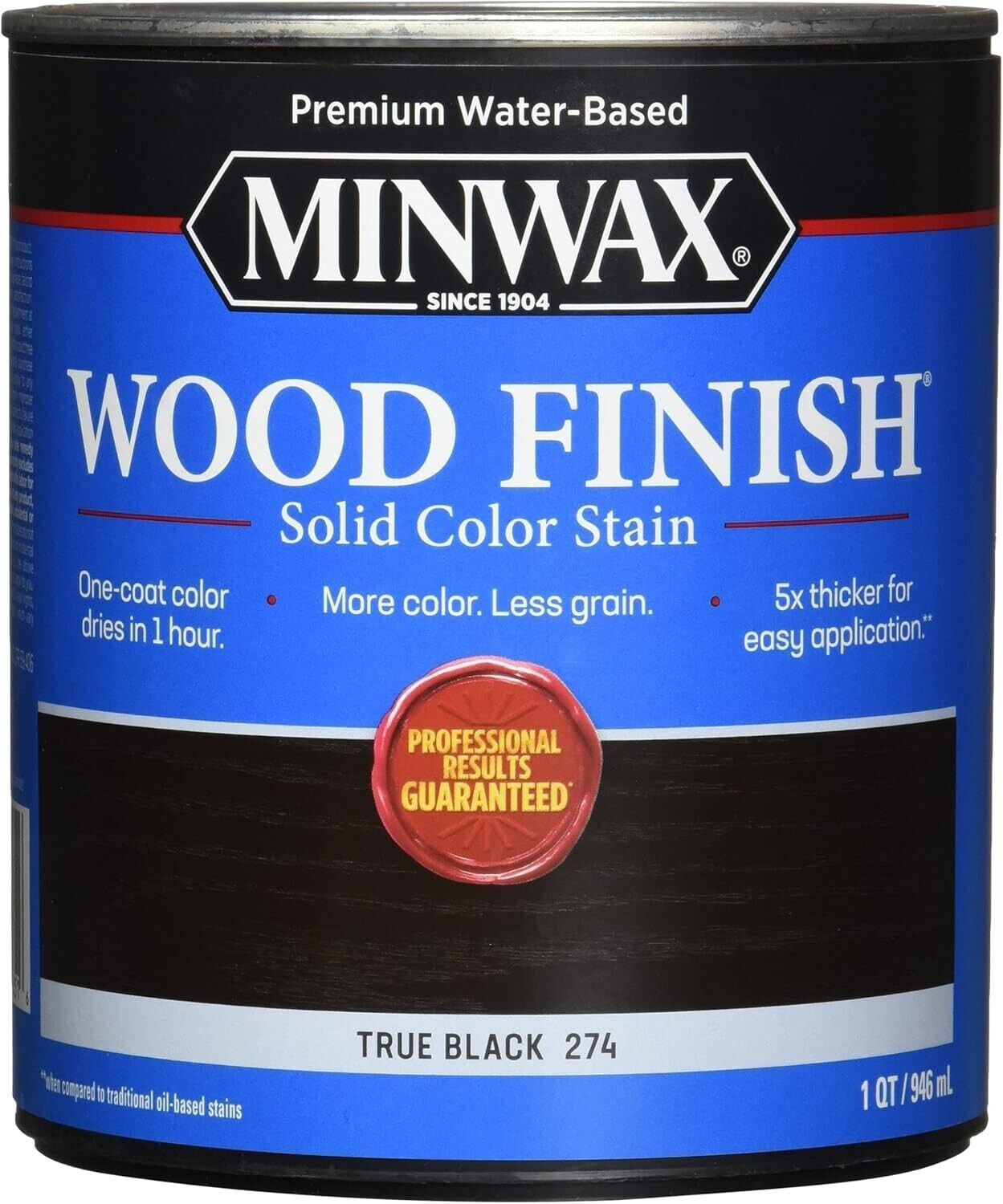 Minwax 10851 True Black Wood Finish Water-Based Solid Color Stain 1 Quart - $18.69
