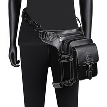 Punk Waist Bags Steampunk Drop Leg Bag Motorcycle Hip Belt Pack Multifunction Go - £61.77 GBP